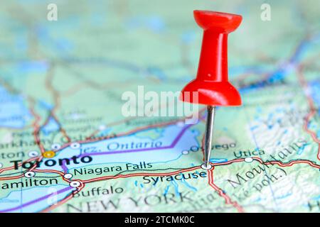 Syracuse, New York pin on map Stock Photo - Alamy