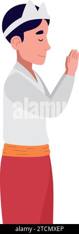nyepi man pray Stock Vector
