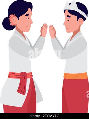 nyepi couple praying Stock Vector