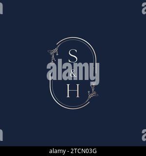 SH wedding initial logo letters in high quality professional design that will print well across any print media Stock Vector