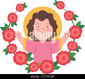 divino nino jesus with flowers Stock Vector