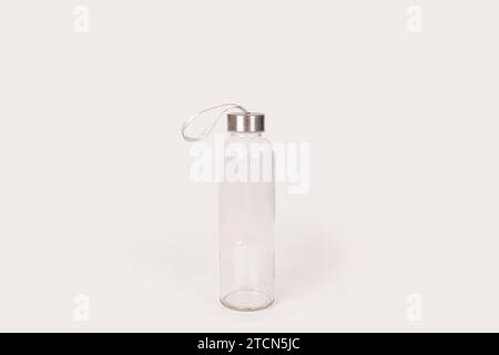 Sport plastic water bottle close-up isolated on white background. Studio photography Stock Photo