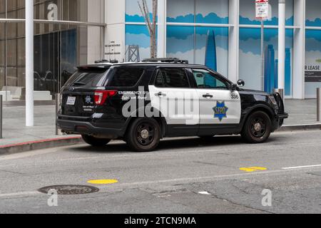 A SFPD Police car in downtown San Francisco,  CA, USA Stock Photo