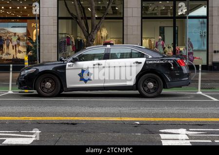 A SFPD Police car in downtown San Francisco,  CA, USA Stock Photo