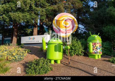 Android statues Jelly bean in Googleplex in Mountain View, CA, USA Stock Photo