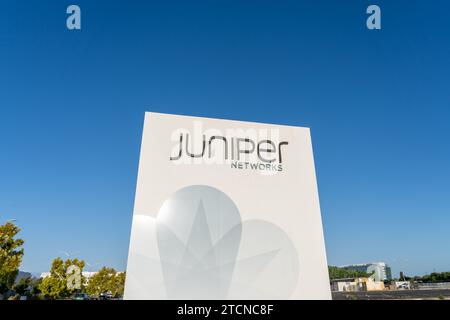 Juniper Networks sign at its headquarters in Sunnyvale, California, USA Stock Photo