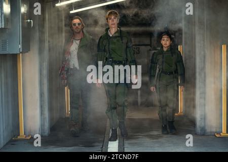 REBECCA HALL, DAN STEVENS and KAYLEE HOTTLE in GODZILLA X KONG: THE NEW