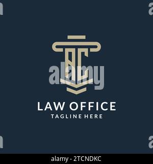 AC initial logo monogram with simple luxury pillar line vector design ideas Stock Vector