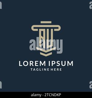 AU initial logo monogram with simple luxury pillar line vector design ideas Stock Vector