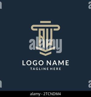 AW initial logo monogram with simple luxury pillar line vector design ideas Stock Vector