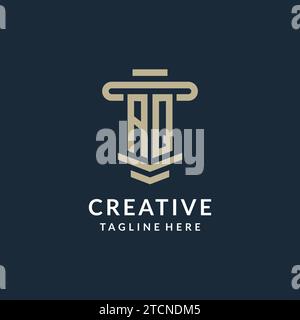 AQ initial logo monogram with simple luxury pillar line vector design ideas Stock Vector