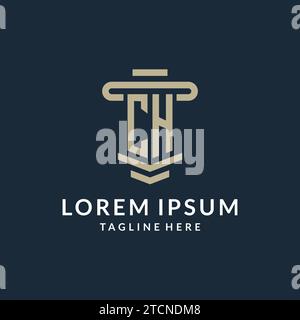 CH initial logo monogram with simple luxury pillar line vector design ideas Stock Vector