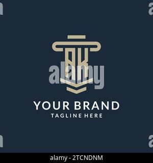 AK initial logo monogram with simple luxury pillar line vector design ideas Stock Vector