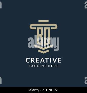 BQ initial logo monogram with simple luxury pillar line vector design ideas Stock Vector