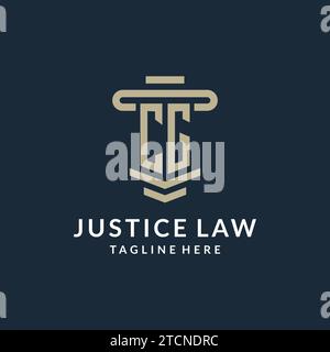 CG initial logo monogram with simple luxury pillar line vector design ideas Stock Vector