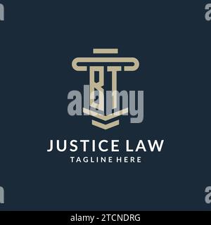 BT initial logo monogram with simple luxury pillar line vector design ideas Stock Vector