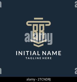 BR initial logo monogram with simple luxury pillar line vector design ideas Stock Vector