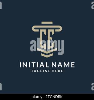 CE initial logo monogram with simple luxury pillar line vector design ideas Stock Vector