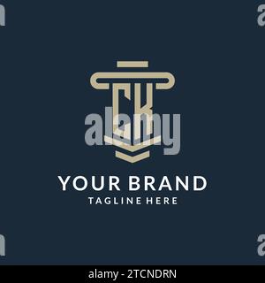 CK initial logo monogram with simple luxury pillar line vector design ideas Stock Vector