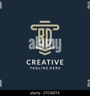 BD initial logo monogram with simple luxury pillar line vector design ideas Stock Vector