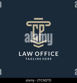 CP initial logo monogram with simple luxury pillar line vector design ideas Stock Vector