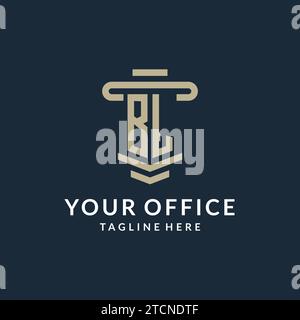 BL initial logo monogram with simple luxury pillar line vector design ideas Stock Vector