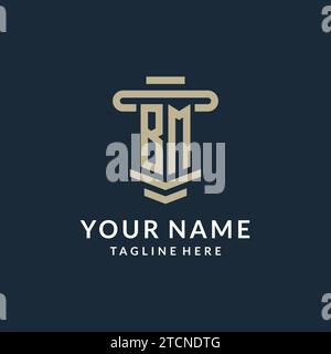 BM initial logo monogram with simple luxury pillar line vector design ideas Stock Vector