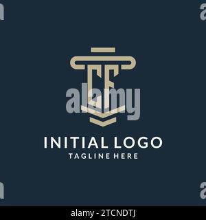 CF initial logo monogram with simple luxury pillar line vector design ideas Stock Vector
