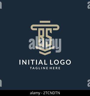 BS initial logo monogram with simple luxury pillar line vector design ideas Stock Vector