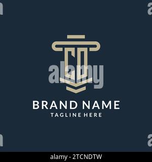 CO initial logo monogram with simple luxury pillar line vector design ideas Stock Vector