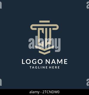 CW initial logo monogram with simple luxury pillar line vector design ideas Stock Vector