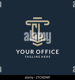 CL initial logo monogram with simple luxury pillar line vector design ideas Stock Vector