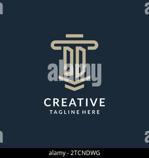 DD initial logo monogram with simple luxury pillar line vector design ideas Stock Vector