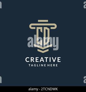 CD initial logo monogram with simple luxury pillar line vector design ideas Stock Vector