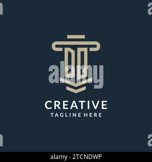 DQ initial logo monogram with simple luxury pillar line vector design ideas Stock Vector