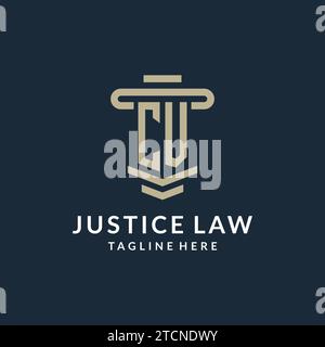 CV initial logo monogram with simple luxury pillar line vector design ideas Stock Vector