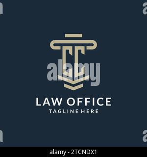 CC initial logo monogram with simple luxury pillar line vector design ideas Stock Vector