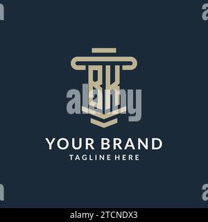 BK initial logo monogram with simple luxury pillar line vector design ideas Stock Vector