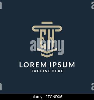 EH initial logo monogram with simple luxury pillar line vector design ideas Stock Vector