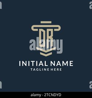 DR initial logo monogram with simple luxury pillar line vector design ideas Stock Vector