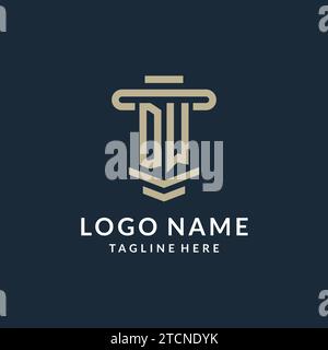 DW initial logo monogram with simple luxury pillar line vector design ideas Stock Vector