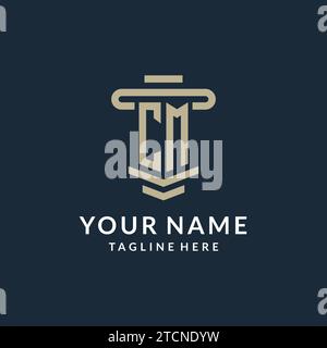 CM initial logo monogram with simple luxury pillar line vector design ideas Stock Vector