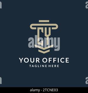 CY initial logo monogram with simple luxury pillar line vector design ideas Stock Vector