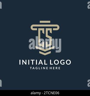 CS initial logo monogram with simple luxury pillar line vector design ideas Stock Vector