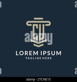 CU initial logo monogram with simple luxury pillar line vector design ideas Stock Vector