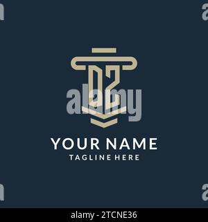 DZ initial logo monogram with simple luxury pillar line vector design ideas Stock Vector