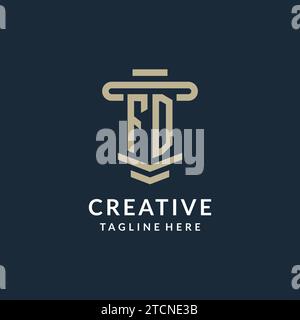 FD initial logo monogram with simple luxury pillar line vector design ideas Stock Vector