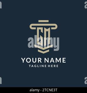 GM initial logo monogram with simple luxury pillar line vector design ideas Stock Vector
