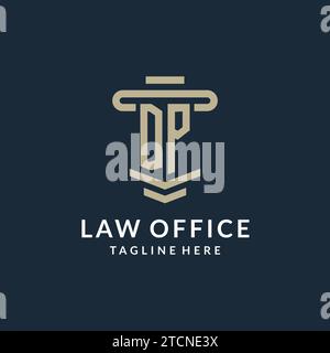 DP initial logo monogram with simple luxury pillar line vector design ideas Stock Vector