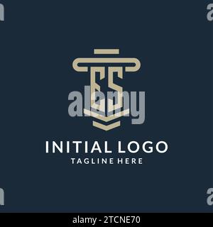 ES initial logo monogram with simple luxury pillar line vector design ideas Stock Vector